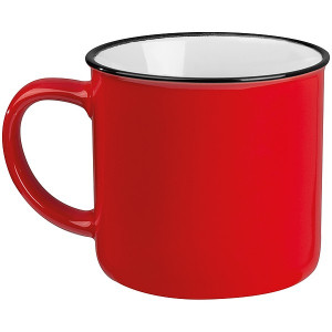 ROBAL KERAMICKÝ HRNČEK V DIZAJNE PLECHÁČIKOV, 350ML, ČERVENÝ